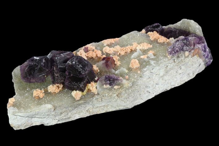 Dark Purple Fluorite Crystals on Druzy Quartz - China #128790